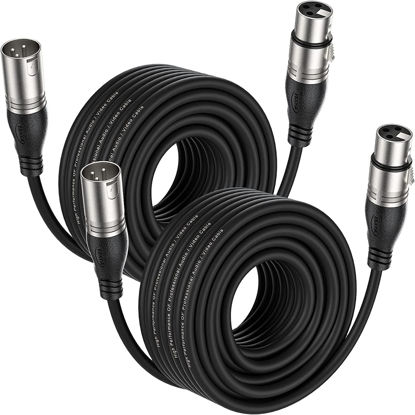 Picture of EBXYA XLR Cable 75ft 2 Packs - Premium Balanced Microphone Cable with 3-Pin XLR Male to Female Mic Speaker Cable, Black