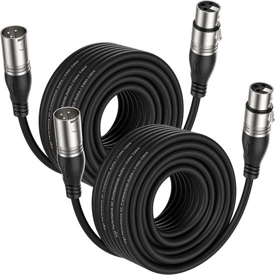 Picture of EBXYA XLR Cable 75ft 2 Packs - Premium Balanced Microphone Cable with 3-Pin XLR Male to Female Mic Speaker Cable, Black