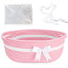 Picture of Yeeeasy Gift Basket with Bow and Gift Bag Simplicity Home Decor Rope Basket for Gifts Empty 13.5"X 8.5" X 5.5" Storage Basket Baby Toy Basket with Handles, Pink