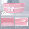 Picture of Yeeeasy Gift Basket with Bow and Gift Bag Simplicity Home Decor Rope Basket for Gifts Empty 13.5"X 8.5" X 5.5" Storage Basket Baby Toy Basket with Handles, Pink