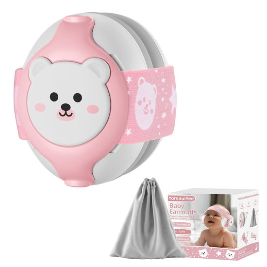Picture of YomauiYee Baby Ear Protection,Bear Baby Headphones Noise Cancelling for Infant Hearing Protection Ages 0-36 Month,25dB NRR Baby Earmuffs,Ideal Baby Essentials for Travel/Sleep/Plane/Noisy Event