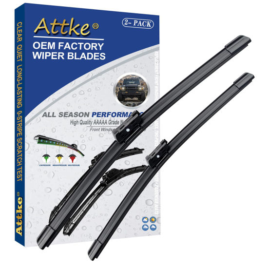 Picture of ATTKE Front Windshield Wiper Blades for Audi A6 2012-2018/A7 2012-2019 Genuine Replacement Wiper Blade Set 26"/21" (Set of 2)