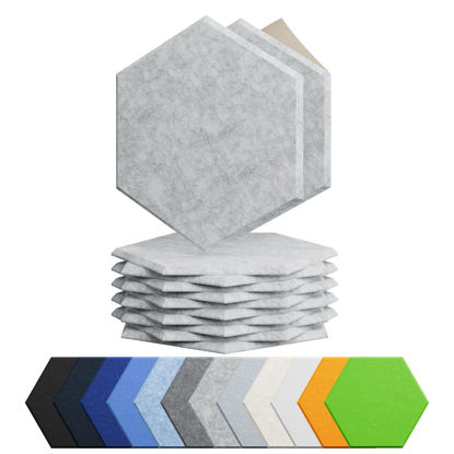 Picture of Amantech 12 Pack Acoustic Panels Self Adhesive Sound Proof Foam,High Density Sound Acoustic Foam Panel, 12X10.23X0.4 Inch Hexagon Wall Panels in Home, Office, Reccording Room, Studio(Silver Gray)