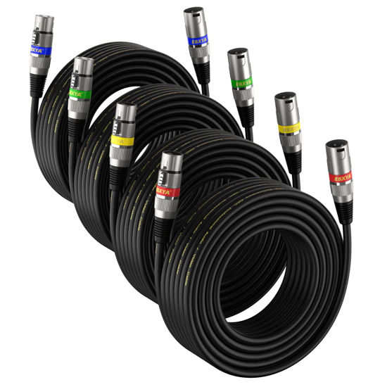 Picture of EBXYA XLR Cable 20ft 4 Pack - Mic Cables Balanced DMX Cable Male to Female Suitable for Microphones, Radio Station, Stage Lighting