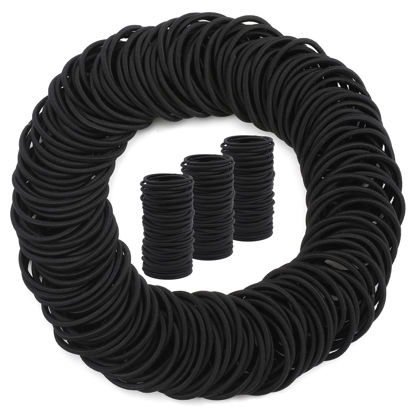 Picture of 150PCS Elastic Hair Ties, No Crease Hair Ponytail Holders for Women, Men, Girls and Boys, Large No Damage Hair Ties for Thick Thin Hair, Black (4mm)