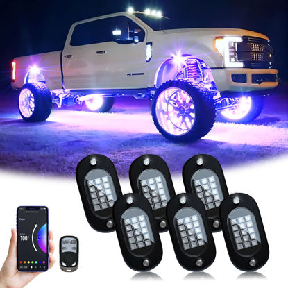 Picture of YiLaie RGB LED Rock Lights, with Phone App/Remote Control & Timing & Music Mode Rock Lights Kits, Waterproof Underglow Light for Jeep ATV RZR UTV SUV Off Road AUTO Motorcycle (6 Pods)