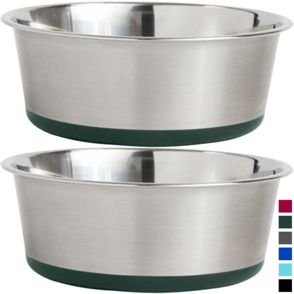 Picture of Gorilla Grip Set of 2 Dog Bowls, Holds 6 Cups (48 fl oz), Heavy Duty Metal Food and Water Bowl for Feeding Dogs and Cats, Dishwasher Safe, Rust Resistant Stainless Steel, BPA Free Rubber Base, Green
