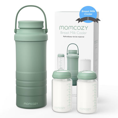 Picture of Momcozy 22oz Portable Breast Milk Cooler for Outdoor, 360°Total Cooling for 24Hours, Larger Capacity Travel Breastmilk Chiller with 2pcs Baby Bottles for Breastmilk Storage, Breastfeeding Essentials