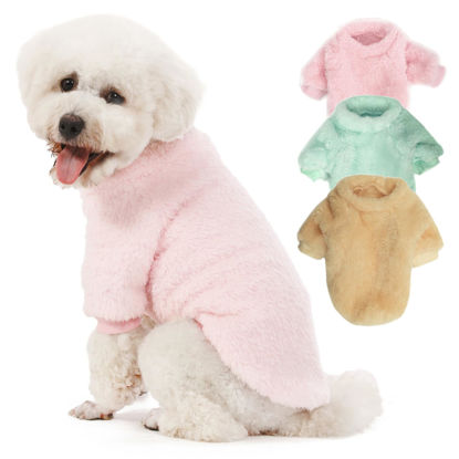 Picture of Kyaringtso Dog Sweater, 3 Pack Dog Sweaters for Small Dogs, Dog Clothes for Small Dogs Girl Boy, Ultra Soft and Warm Puppy Sweater Dog Coat for Winter Christmas (Lt Pink+Lt Green+Lt Yellow, XX-Large)