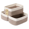 Picture of MiniArk Shelf Storage Baskets for Organizing | Closet Organizer Bins | Small Baskets | Toy Basket | Cute Decorative Basket | Cube Storage Bin | Woven Rope Basket | 11.5×7.5×4.7” | 3 Packs White Brown