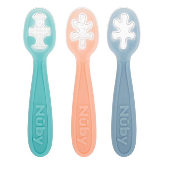 Picture of Nuby 3-Stage Baby's First Spoons Set - 3 Pack - 6+ Months - Baby Spoons with Easy Grip Handle - Pastels