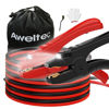 Picture of AWELTEC Jumper Cables with LED Light - 6 Gauge 16 Feet Battery Heavy Duty Booster Cables (6AWG x 16Ft) with Carrying Bag, Safety Gloves and Iron Brush