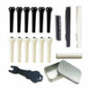 Picture of 12pcs Acoustic Guitar Bridge Pins Pegs and 2 Set Saddle Nut with 1pc Bridge Pin Puller Remover, Ivory & Black-Jinlop