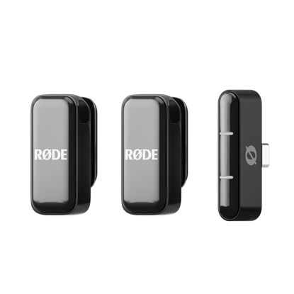 Picture of RØDE Wireless Micro - Compact Wireless Microphone, Two Mics with Charge Case for Smartphone Content Creation - USB-C, Black