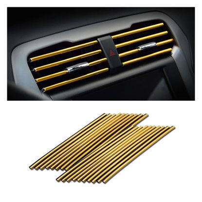 Picture of 20 Pieces Car Air Conditioner Decoration Strip for Vent Outlet, Universal Waterproof Bendable Air Vent Outlet Trim Decoration, Suitable for Most Air Vent Outlet, Car Interior Accessories (Gold)