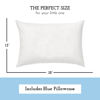 Picture of Little Sleepy Head Toddler Pillow with Pillowcase 13x18, Kids Pillow for Sleeping, Toddler Pillow 2 Year Old, Better Neck Support Ergonomic Pillow and Toddler Pillowcase, Best Pillows for Kids (Blue)