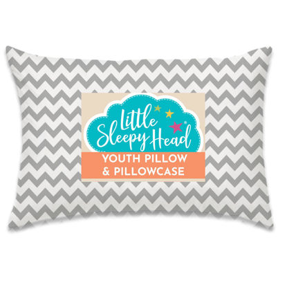 Picture of Little Sleepy Head Youth Pillow with Pillowcase 16x22, Soft Jumbo Toddler Pillow, Kids Pillow & Hypoallergenic Pillow Case - Best Kids Pillows for Sleeping, Perfect Kids Travel Pillow (Chevron Gray)