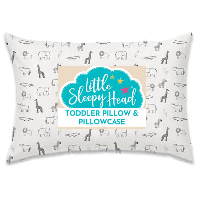 Picture of Toddler Pillow with Pillowcase 13x18, Kids Pillow for Sleeping, Toddler Pillow 2 Year Old, Better Neck Support Ergonomic Pillow and Toddler Pillowcase, Best Pillows for Kids (Animal Adventure)