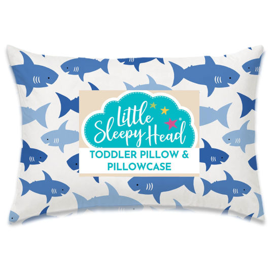 Picture of Toddler Pillow with Pillowcase 13x18, Kids Pillow for Sleeping, Toddler Pillow 2 Year Old, Better Neck Support Ergonomic Pillow and Toddler Pillowcase, Best Pillows for Kids (Fintastic Friends)