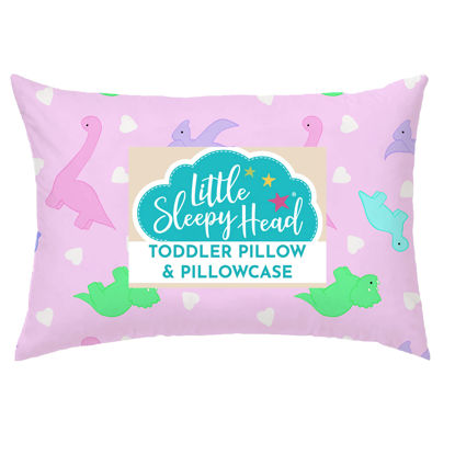 Picture of Toddler Pillow with Pillowcase 13x18 - Kids Pillow for Sleeping - Toddler Pillow - Better Neck Support Ergonomic Pillow and Toddler Pillowcase - Best Pillows for Kids (Dinosaurs Pink)