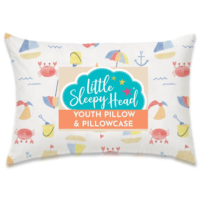 Picture of Little Sleepy Head Youth Pillow with Pillowcase 16x22, Soft Jumbo Toddler Pillow, Kids Pillow & Hypoallergenic Pillow Case - Best Kids Pillows for Sleeping, Perfect Kids Travel Pillow (Beach Days)
