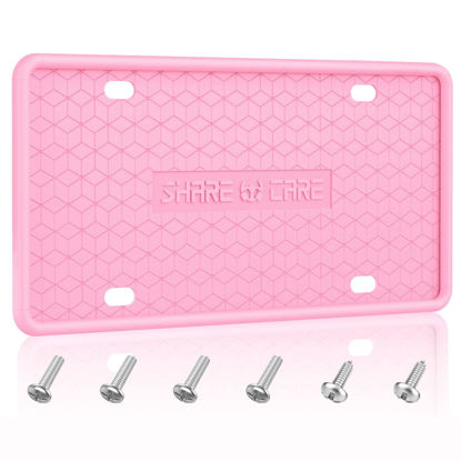 Picture of YIZHEN 1Pack Silicone License Plate Frame Covers for Car Silicone License Plate Holder for US Standard (1 Pack Pink)