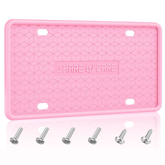 Picture of YIZHEN 1Pack Silicone License Plate Frame Covers for Car Silicone License Plate Holder for US Standard (1 Pack Pink)