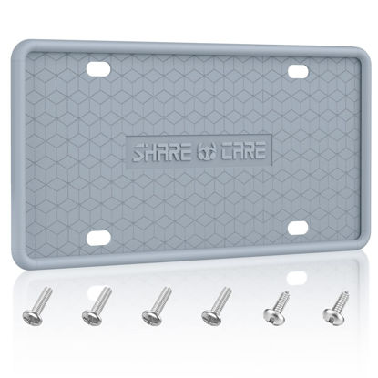 Picture of QiqaMole 1 Pack Silicone License Plate Frame, Front Back License Plate Cover, License Plate Bracket Holder Rust-Proof, Rattle-Proof, Weather-Proof for US and CA Standard Car (Grey)