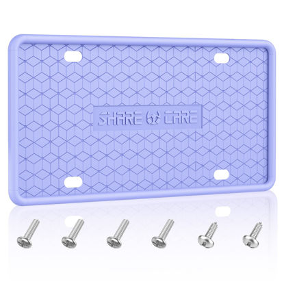 Picture of QiqaMole 1 Pack Silicone License Plate Frame, Front Back License Plate Cover, License Plate Bracket Holder Rust-Proof, Rattle-Proof, Weather-Proof for US and CA Standard Car (Purple)