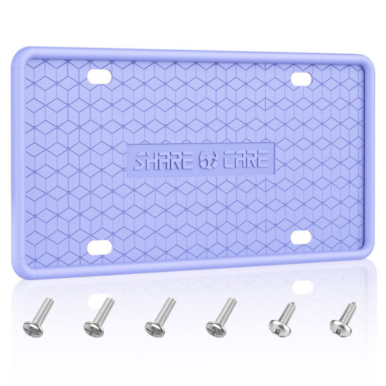 Picture of QiqaMole 1 Pack Silicone License Plate Frame, Front Back License Plate Cover, License Plate Bracket Holder Rust-Proof, Rattle-Proof, Weather-Proof for US and CA Standard Car (Purple)