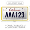 Picture of QiqaMole 2 Pack Silicone License Plate Frame Front Back License Plate Cover License Plate Bracket Holder Rust-Proof, Rattle-Proof, Weather-Proof, for US CA Standard Cars (Yellow)