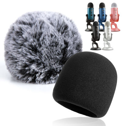 Picture of YOUSHARES 2PCS Blue Yeti Pop Filter for Blue Yeti Microphone, Yeti Foam Windscreen with Dead Cat Blue Yeti Mic Cover for Yeti Mic and Blue Yeti Pro USB Microphone