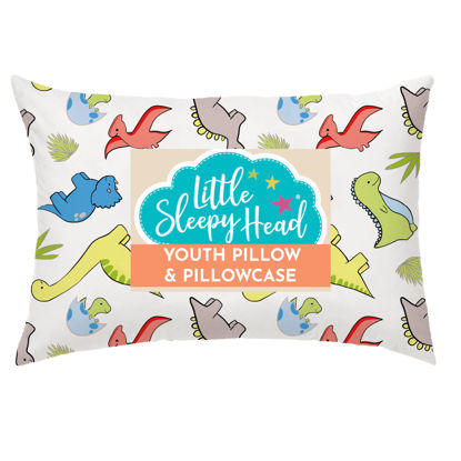 Picture of Youth Pillow with Pillowcase 16x22, Soft Jumbo Toddler Pillow, Kids Pillow & Hypoallergenic Pillow Case - Best Kids Pillows for Sleeping, Perfect Kids Travel Pillow (Dinosaurs White)