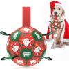 Picture of QDAN Christmas Dog Toys Soccer Ball with Straps, Outdoor Interactive Dog Toys for Tug of War, Puppy Birthday Gifts, Dog Tug Toy, Dog Water Toy, Durable Dog Balls for Medium & Large Dogs（8 Inch）