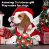 Picture of QDAN Christmas Dog Toys Soccer Ball with Straps, Outdoor Interactive Dog Toys for Tug of War, Puppy Birthday Gifts, Dog Tug Toy, Dog Water Toy, Durable Dog Balls for Medium & Large Dogs（8 Inch）
