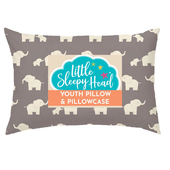 Picture of Youth Pillow with Pillowcase 16x22, Soft Jumbo Toddler Pillow, Kids Pillow & Hypoallergenic Pillow Case - Best Kids Pillows for Sleeping, Perfect Kids Travel Pillow (Elephants Gray)