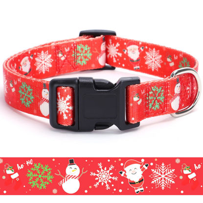 Picture of Christmas Dog Collar with Buckle Adjustable Safety Nylon Collars for Small Medium Large Dogs, Cute Stylish Girl Boy Christmas Dog Collar (Christmas Red,S)