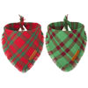 Picture of ADOGGYGO Christmas Dog Bandanas with Tassels Edges, Red Green Plaid Dog Christmas Scarf Bib, Multiple Sizes Offered, Christmas Bandanas for Small Dogs Puppies (Christmas-2, Small)