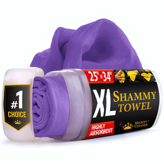 Picture of Premium XL Shammy Towel for Car - (34”x25”) - Super Absorbent Chamois Towel for Car - Spots and Scratch-Free Shammy Cloth for Car Drying - Reusable Car Drying Towel