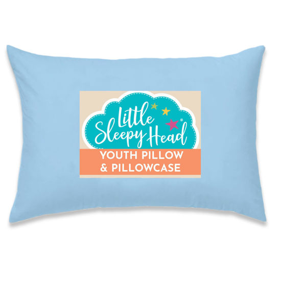 Picture of Little Sleepy Head Youth Pillow with Pillowcase 16x22, Soft Jumbo Toddler Pillow, Kids Pillow & Hypoallergenic Pillow Case - Best Kids Pillows for Sleeping, Perfect Kids Travel Pillow (Blue)
