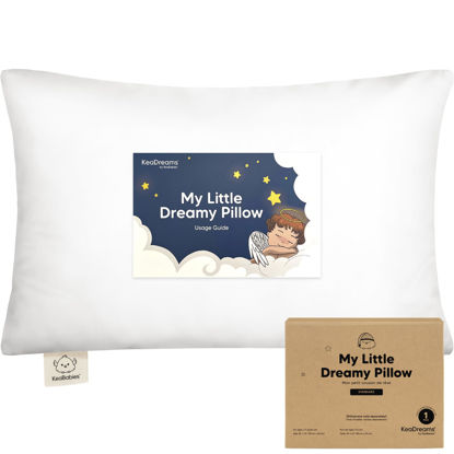 Picture of KeaBabies Toddler Pillow - Soft Organic Cotton Toddler Pillows for Sleeping - 13X18 Small Pillow for Kids - Kids Pillows for Sleeping - Kids Pillow for Travel, School, Nap, Age 2 to 5 (Soft White)