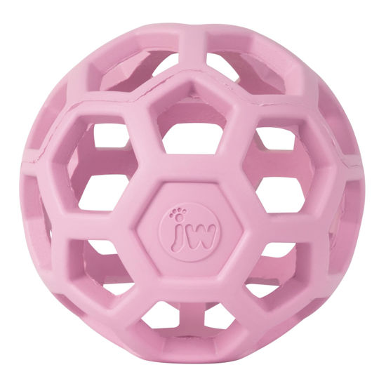 Picture of JW Pet HOL-ee Roller™, Dog Toy Puzzle Ball, Natural Rubber, Small (3 Inch Diameter), Pink