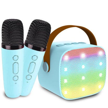 Picture of Kids Karaoke Machine, Portable Bluetooth Speaker with 2 Wireless Mics, Microphone Speaker Set with LED Lights for Home Party, Birthday Gifts for Girls Boys Kids