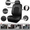 Picture of CAR PASS Leather Two Front Car Seat Cover; 4Pcs Waterproof Car Floor Mats & Steering Wheel Cover,Universal Fit Airbag Compatible Automotive Interior Covers (Combo Set, Black)