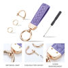 Picture of Genuine Leather Car Keychain, Handmade Knit Sheepskin Key chains for Women, Universal Key Fob Holder with 360 Degree Rotatable, Anti-Lost D-Ring, 2 Keyrings and 1 Screwdriver - Lavender Purple