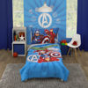 Picture of Marvel Avengers Team Blue, Red, and Green Hulk, Captain America, Iron Man, and Thor 4 Piece Toddler Bed Set - Comforter, Fitted Bottom Sheet, Flat Top Sheet, and Reversible Pillowcase