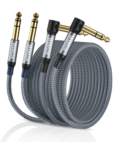 Picture of AkoaDa 1/4 inch TRS Audio Cable (2Pack 15FT), 6.35mm Male Jack Balanced Stereo Cord,6.35 Instrument Interconnect Wire for Electric Bass,Keyboard,Mixer,Amplifier/Amp,Speaker,etc