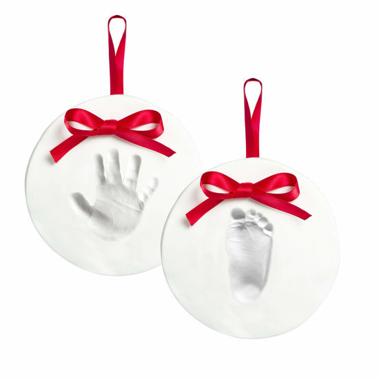 Picture of Pearhead Babyprints Baby's First Handprint or Footprint Ornament Kit, Easy No-Bake DIY Clay Impression Kit, Christmas Baby Gift, Baby Keepsake Ornament, Pack of 2