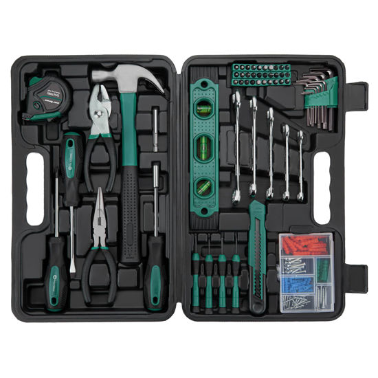 Picture of CARTMAN Tool Set General Household Hand Tool Kit with Plastic Toolbox Storage Case Green