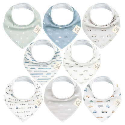 Picture of KeaBabies 8-Pack Organic Baby Bandana Drool Bibs for Boys Girls - Soft Cotton Drooling & Teething Bibs for Infants, Toddlers, Super Absorbent Cotton Bandana Bibs for Baby Boy & Girl, Unisex (Vessels)